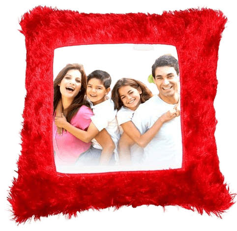 Heart / Square Red Fur Cushion